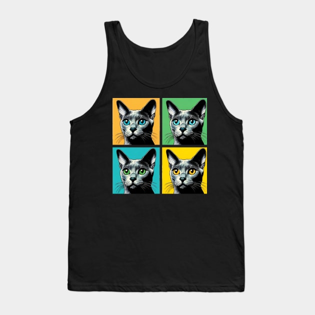 Korat Cat Pop Art - Cat Lovers Tank Top by PawPopArt